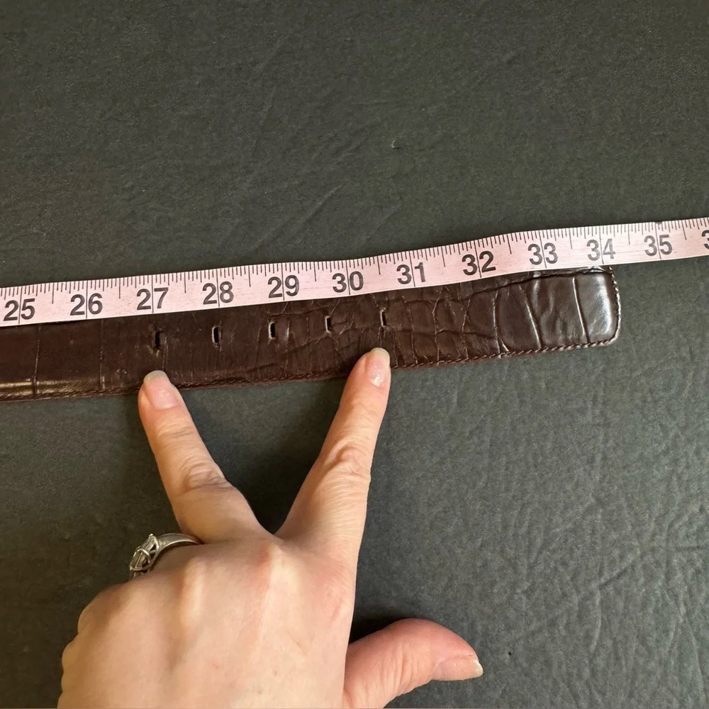Vintage Nordstrom Brown Leather Belt Wide‎ Alligator Grain Womens Small / Medium